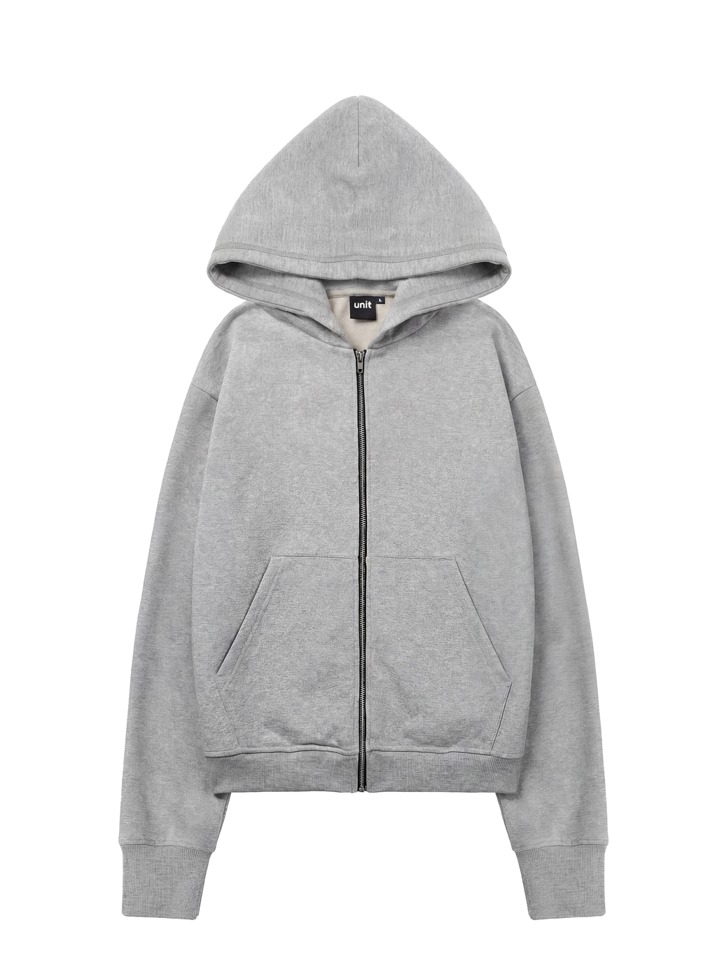 BASIC ZIP HOODIE - grey