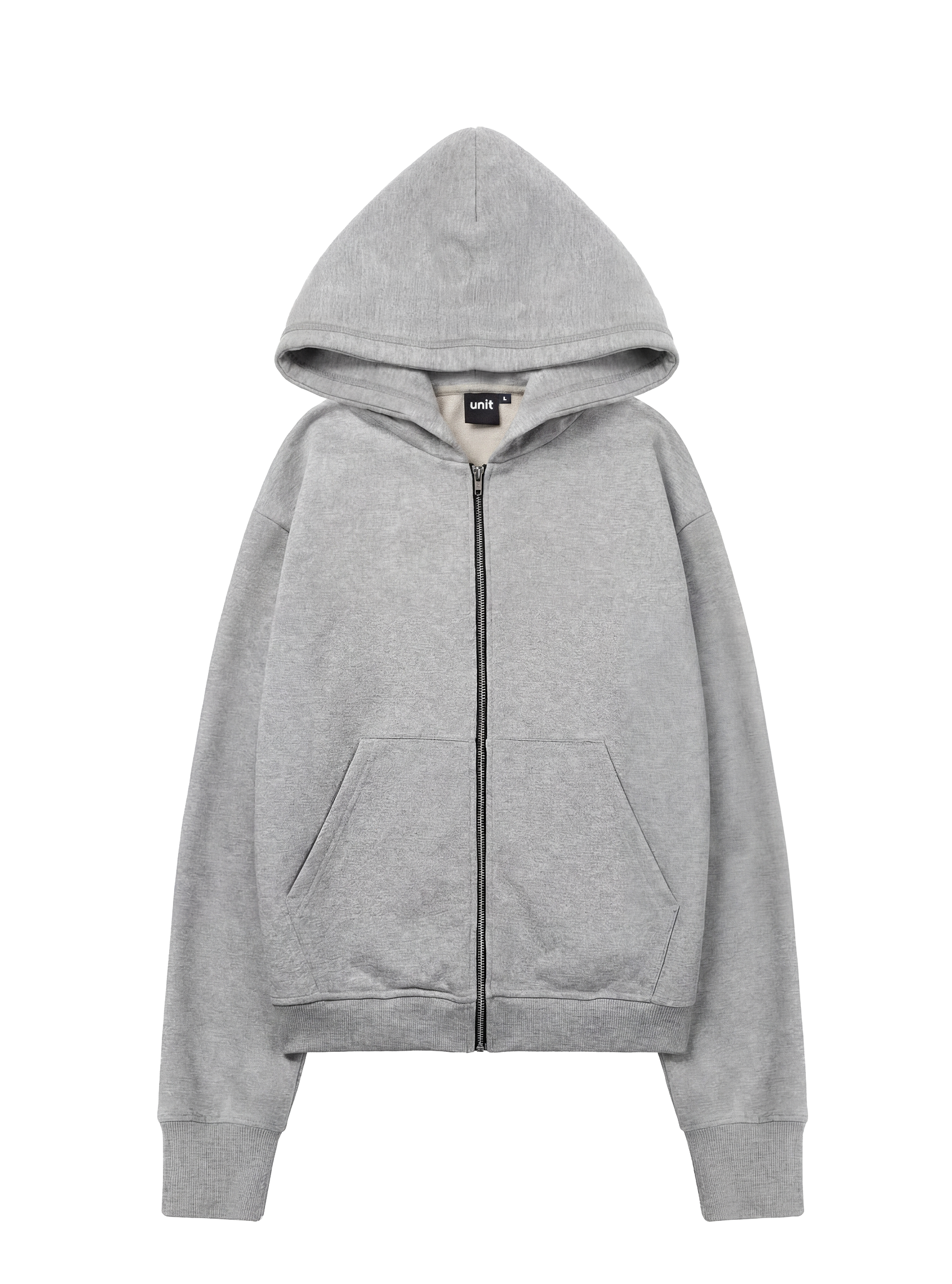 BASIC ZIP HOODIE - grey