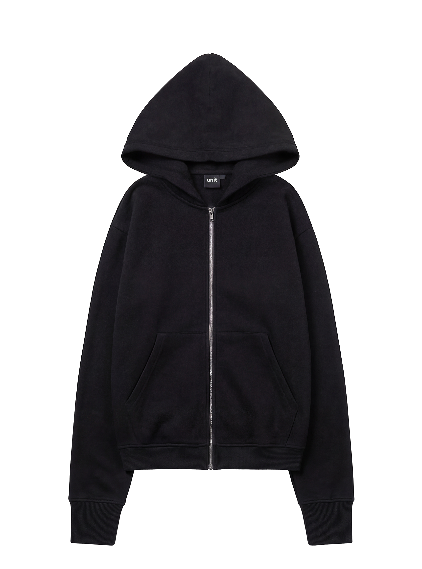 BASIC ZIP HOODIE - black